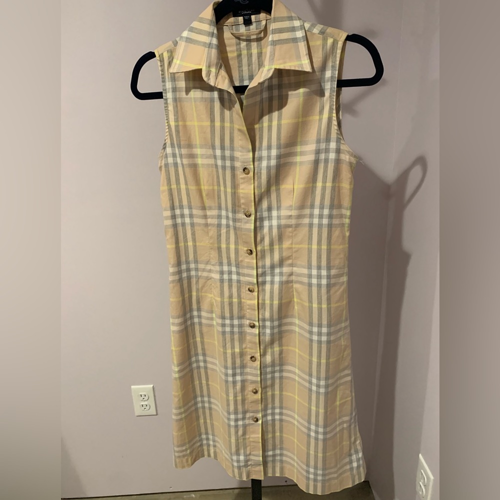 Burberry Nova Plaid Button Front Sleeveless collared Shirt Dress Size US 4